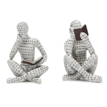 Brighomrom Bookshelf Decor Pulp Reading Thinker Sculpture, Abstract Art Statue Ornaments, Set of 2 Modern Aesthetic Figurine Home Decor Accents for Office Living Room Bedroom Shelf Coffee Table Desk