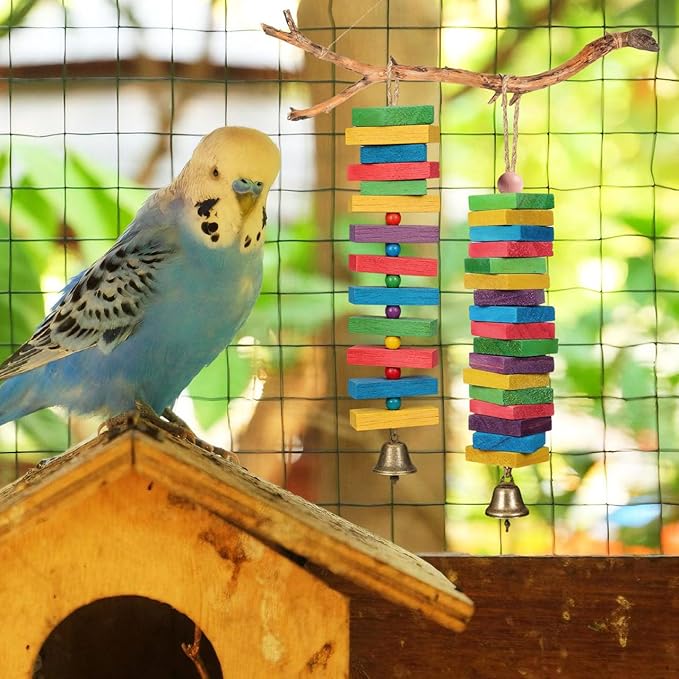 GANAZONO 100Pcs Parrot Wood Blocks Toys Wooden Blocks Bird Chewing Toy Bird Bite Toys Mini Wood Chips DIY Craft for Parrot Playing Chewing