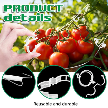 Srmayyi 160 PCS Tomato Hooks with String,Tomato Holder Hooks with Plant Clips and 32.8ft Twine,Climbing Plants Support Hooks Flower Vine Twine Crop Trellis,Prevent Pinching or Falling Off
