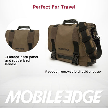 Mobile Edge ECO-Friendly Laptop Messenger Bag for Men and Women, for 14.1" PC and Compatible with MacBook 15", Cotton Canvas, Black