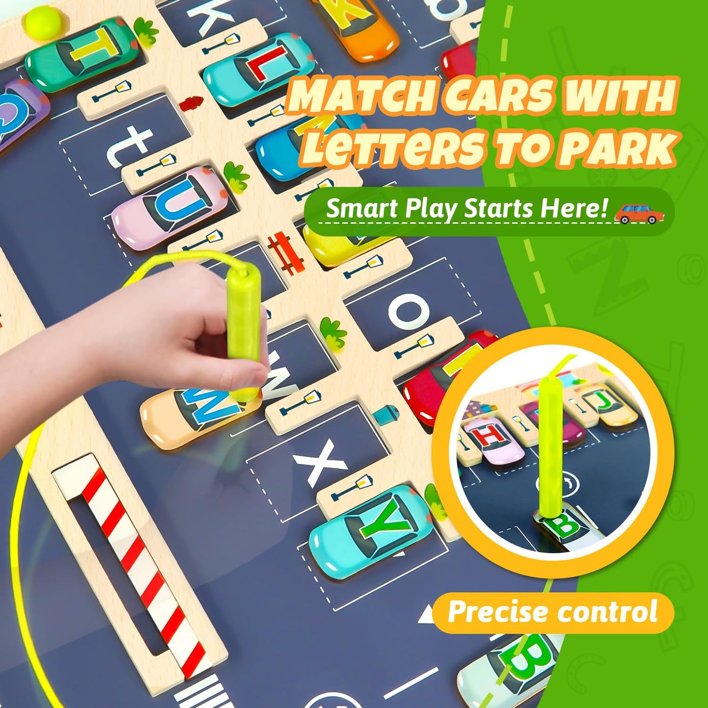 Magnetic Alphabet Maze Letter Puzzle Board, NOWRICH Montessori Toys for 2 3 4 5 Year Old Boy and Girl, Magnet Alphabet Learning Car Parking Maze Toys for Kids 3-5, Birthday Gifts for Toddler