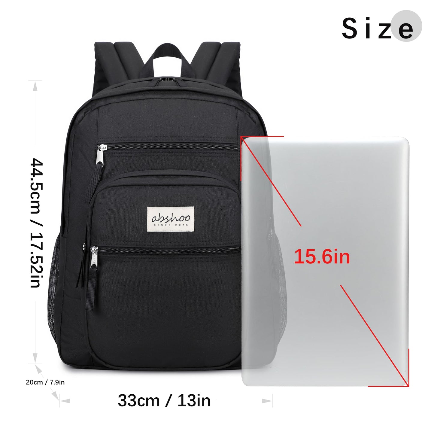 abshoo 34L Large Backpack for School Water Resistant Women Men Bookbag For College, Middle High School, Travel (Black)