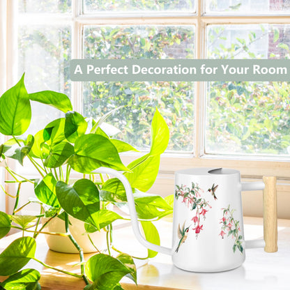 Watering Can Indoor Plants, 35oz Small Stainless Steel Metal Watering Can Modern Decorative Watering Pot with Long Spout for Indoor House Plant Bonsai Garden Flowers (White 1)