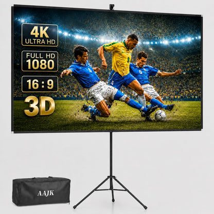 AAJK 60in Projector Screen with Stand,Portable 16:9 4K HD Indoor Outdoor Projection Screen with Wrinkle-Free Design, Ideal for Home Theater and Backyard Cinema – Includes Carry Bag (60IN) (60)