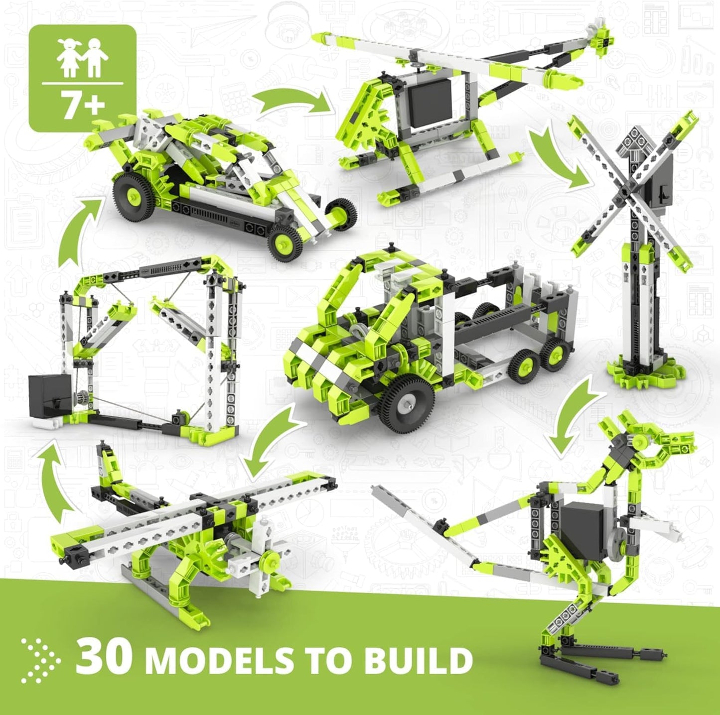 Engino: Creative Builder - 30-In-1 Multimodel Series, Toy Vehicles Brick Set, Motorized, Snap Assembly Construction, Young Engineer STEM Kit, Kids 7+