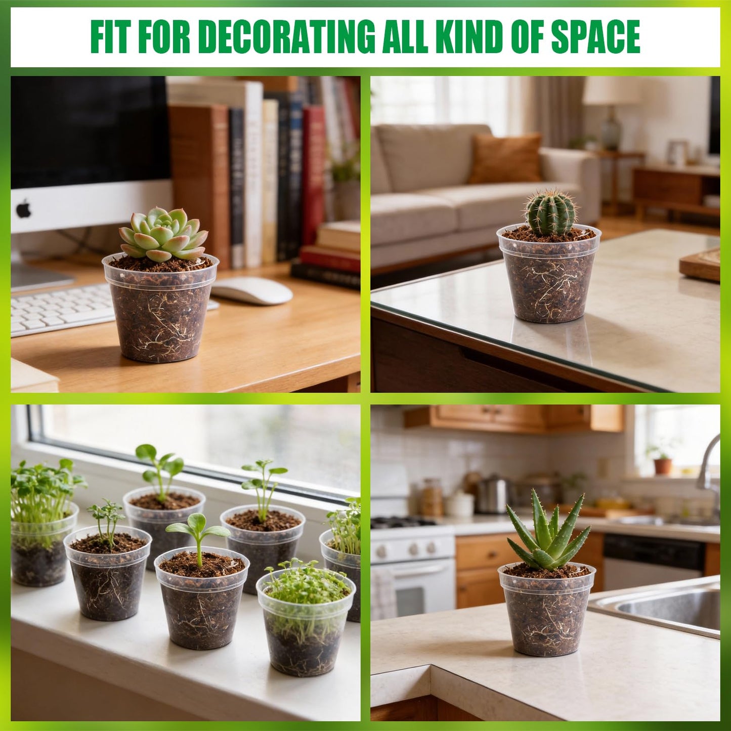 BTPLASTIK 200 Pack 2.5 Inch Clear Nursery Pots with Drainage Hole, Transparent Seed Starter Pots, Sturdy Plastic Plant Pot for Planting Seedlings Vegetables Herbs, Gardening Gifts