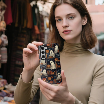 TAMEFOX Case for Samsung Galaxy S23,Anti Drop Scratch Protective Phone Cover Case for Women Girl-Halloween Ghost Pumpkin Decorations