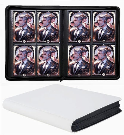 Trading Card Binder 4 Pocket, 240 Pockets Ringless PU Cover Card Collection Binder, Double Sided Card Binder Collector Album, Card Folder for MTG, TCG, Sports Cards, Game Card (White, 4Pockets)
