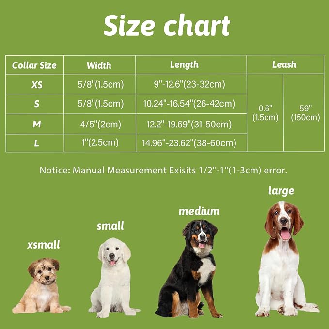 Dog Collar and Leash Set Girls Adjustable Puppy Collars with Planet Bow Tie for Small Medium Large Female Dogs, Green Planet, L