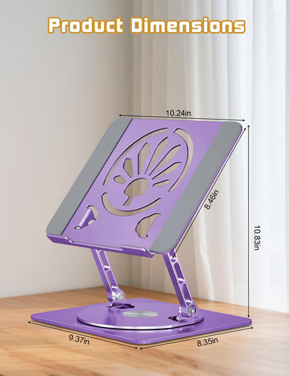 Axbima Adjustable Laptop Stand for Desk-360° Rotating Foldable Laptop Holder Ergonomic Laptop Riser for MacBook Pro/Air Dell HP Lenovo Notebook up to 16",Purple