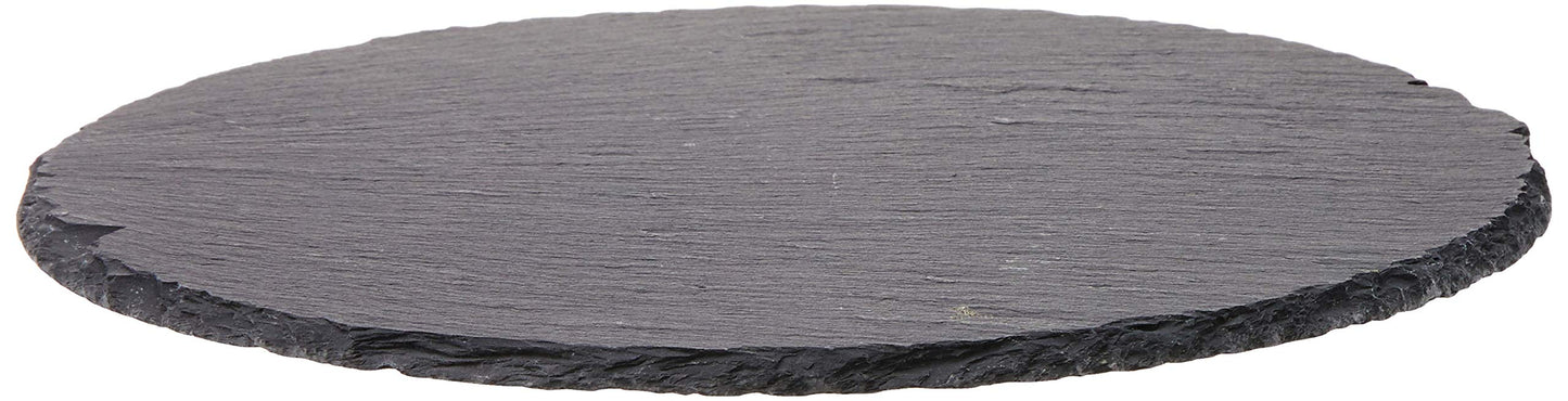 Cilio Slate Round Cheese Board, Natural Stone Tray for Serving Cheese, Charcuterie, Sushi, Appetizers, and More, Black, 11" diameter