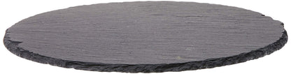 Cilio Slate Round Cheese Board, Natural Stone Tray for Serving Cheese, Charcuterie, Sushi, Appetizers, and More, Black, 11" diameter