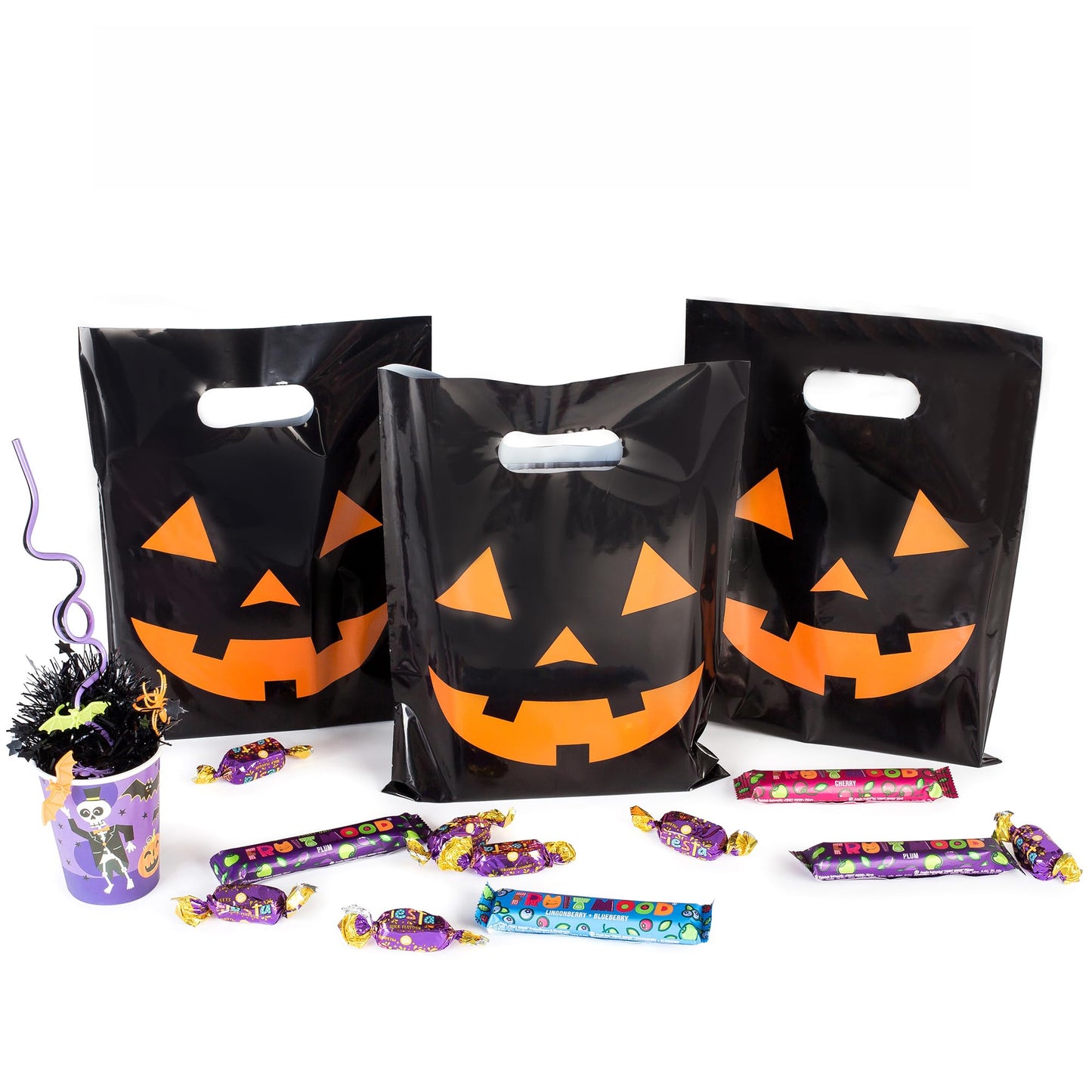 Choice Marts 100 Halloween Bags 9"x12" Glossy Great For Goodies Also Perfect as Small Halloween Bags For Trick or Treat