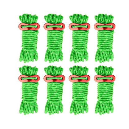 Smithok 8 Pack 4mm Guy Lines Ultralight Tent Cords with Aluminum Adjuster Tensioner Outdoor Camping Guylines Ropes for Tent Tarp,Camping,Hiking Backpacking (Green)
