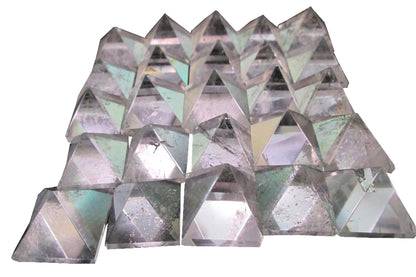 WholesaleGemShop Beautiful Lot of 10 Pieces Clear Crystal Quartz Gemstone Pyramids for Crystal Reiki Vaastu Healing