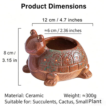 Cute Turtle Planter Succulent Pots, Small Succulent Planters with Drainage Hole, Turtle Plant Pots for Home Office Desktop, Turtle Flower Pot for Indoor Outdoor Decorations, Turtle Gifts for Women