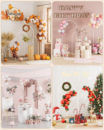 AEPOALUA Wedding Arch, Metal Arch Backdrop Stand, Balloon Arch Stand Wedding Frame for Ceremony Decoration (White, 6FT, 5FT, 4FT Arch Backdrop)