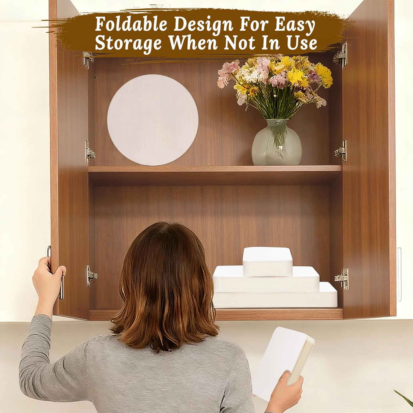 5Pack Buffet Risers Display Stands Foldable Food Risers for Buffet Table Tall Cake Cupcake Stands Cardboard Cylinder Stand Dessert Table Display Set for Catering Jewelry Wedding Party Decor (White)