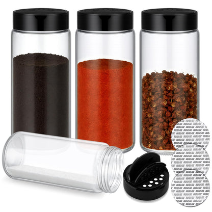 Acellegic 3 Pack 16 oz Glass Spice Jars with Shaker Tops Lids Large Spice Bottle with Lids for Kitchen, Herbs, Sugar, Pantry Herb Salt Pepper Storage (Round)