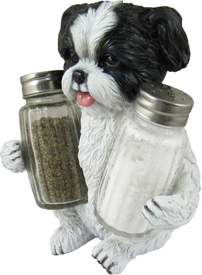 DWK Animal Holder with Salt And Pepper Shaker Set (3 Piece) | Kitchen Décor and Accessories | Salt and Pepper Shakers | Home Décor | Home Decorations… (Shih Tzu)