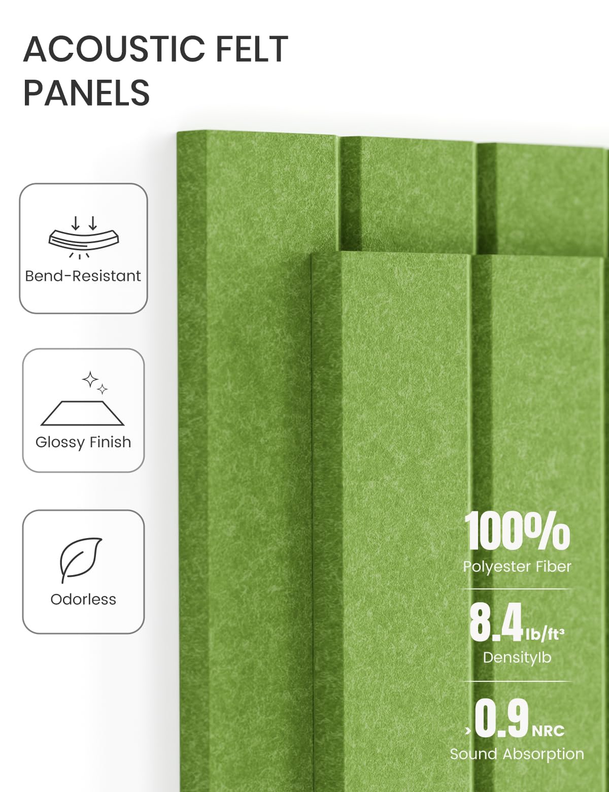 Felt Bulletin Board Tiles -28"x18" with 40 Adhesive Tabs, Cork Board Alternative for Office Decor, Push Pin Board Wall Organizer 6-Pack(Grass Green)