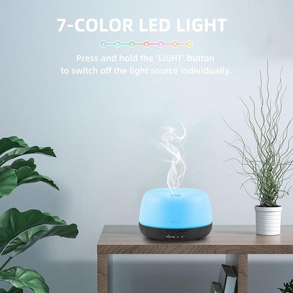 SEEDSEEL 300ML Essential Oil Diffuser with Remote Control, Aromatherapy Diffuser with 7-Color Changing LED Light for Small Rooms, Bedroom, and Home