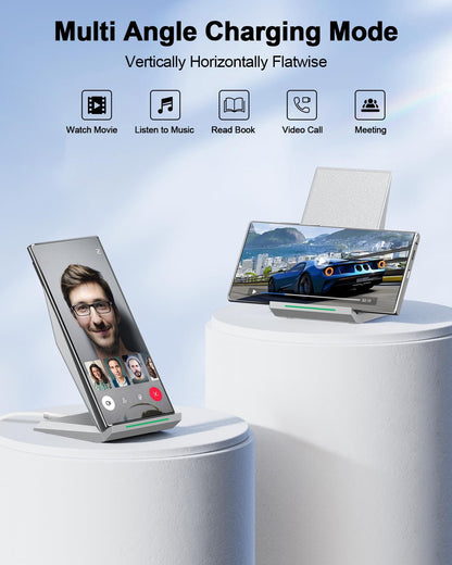 Fast Wireless Charger, NANAMI Wireless Charging Stand Compatible iPhone 17/17 Air/17 Pro/16/16 Plus/15/14/13/12, Desktop Charger Dock Phone Charging Stand for Samsung Galaxy S26/S25/S24/S23/S22/S21