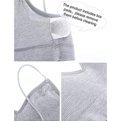 Blulu 4 Pcs Cami Bras for Women Padded Seamless Straps Sleeping Bra Cami Bralettes for Yoga Lounging