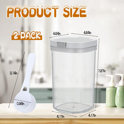 HFYZZ 2 Pack Bath Salt Jar with Pop-Up Airtight Lid and Scoop, 1.8L Plastic Airtight Storage Canister Bathtub Accessories for Bathroom Salt, Flour, Candy, Tea