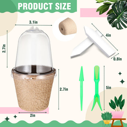 Baderke 120 Pcs Biodegradable Nursery Pots with 30 Humidity Dome and 30 Labels, 3.15" Plant Nursery Seed Starter Planter Biodegradable Peat Pots for Planting Seedlings, Vegetables (Round)