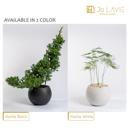 Jo Lavie 6 Inch Modern Minimalist Resin Planters with Drainage Hole, Charcoal Gray Indoor Outdoor Flower Pots for Succulents, Herbs, Orchids & Small Plants - Charcoal Gray