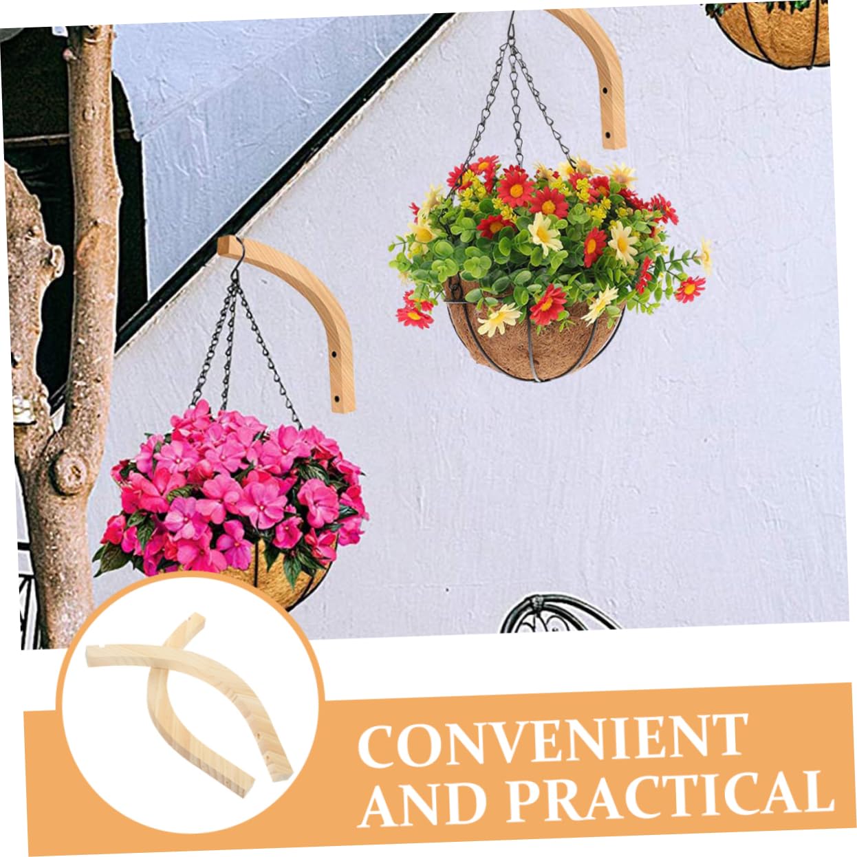 Abaodam 2pcs Wooden Wall Hooks for Plant Hangers Indoor Outdoor Decorative Plant Hooks Strong Load-Bearing Capacity for Garden Patio Home