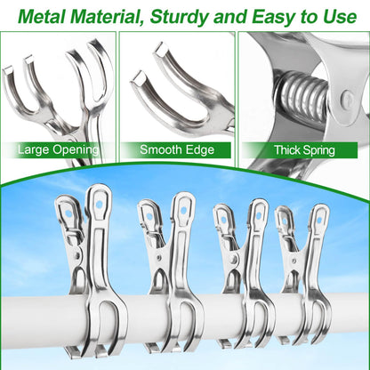 Samhopo Upgrade Large Garden Clips, Stainless Steel Greenhouse Clamps for 3/4'', 1'', 2'' Pipes, Strong Grip Garden Clamps for Greenhouse Hoop, Heavy Duty Row Cover Clips for Netting, 24PCS