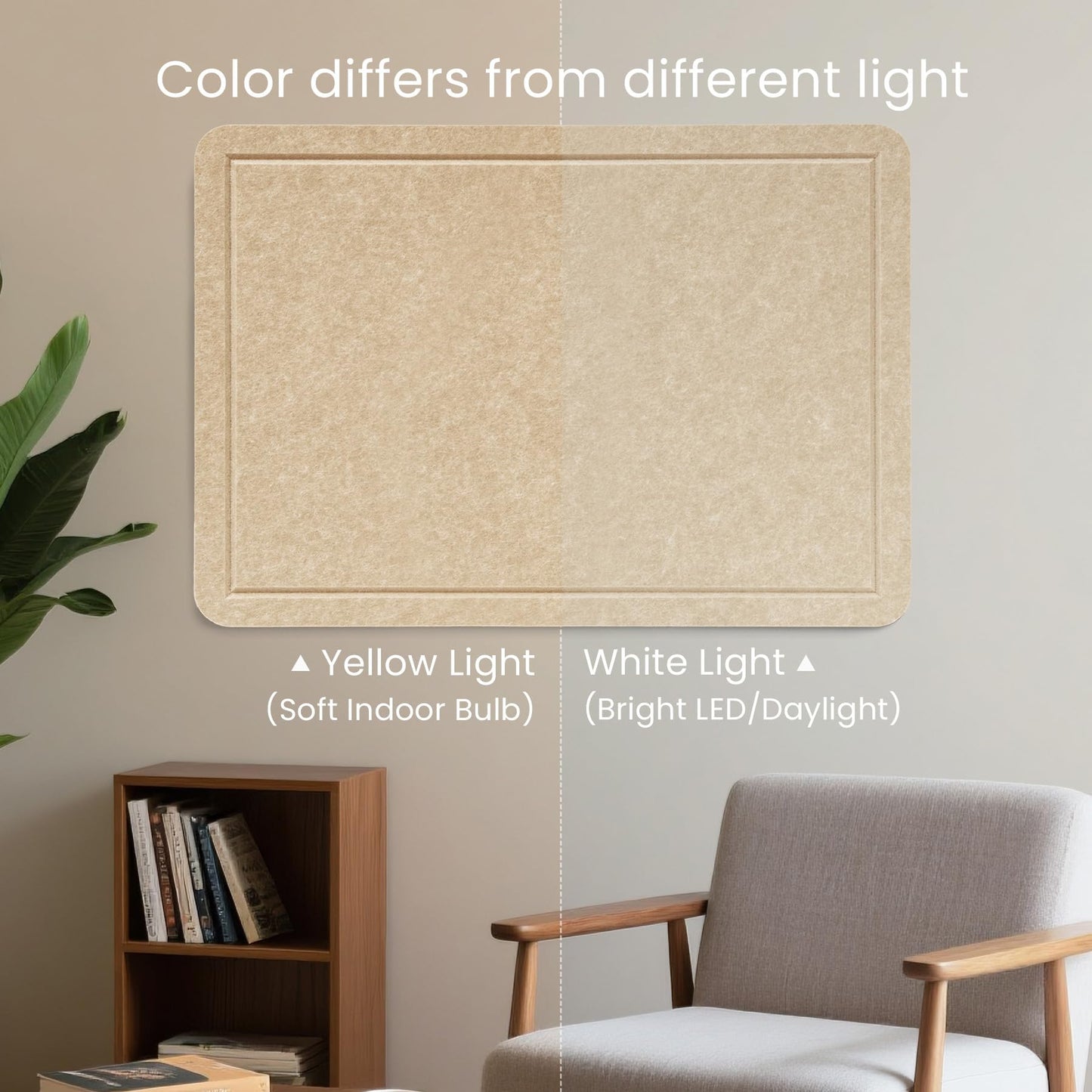 Lightomorrow Bulletin Board, 24 x 18 Inches Cork Board Alternative Decorative Felt Pin Board with Safe Removable Adhesives & 28 Push Pins for Home Office Classroom Walls-Khaki