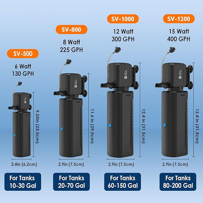 AquaMiracle Aquarium U-V Filter for Green Water Control with Timer, with Filter Sponge, Fish Tank Filter Turtle Filter with Aeration/Rainfall Mode for 40-150 Gallon Aquariums Freshwater and Saltwater