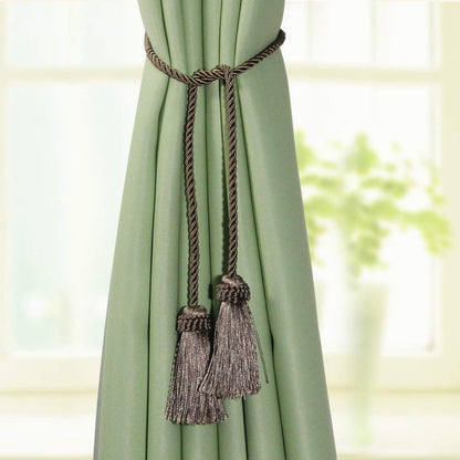 Fenghuangwu Curtain Tiebacks Handmade Decorative Curtain Holdbacks Rope with Tassel (flaxen, 4P)