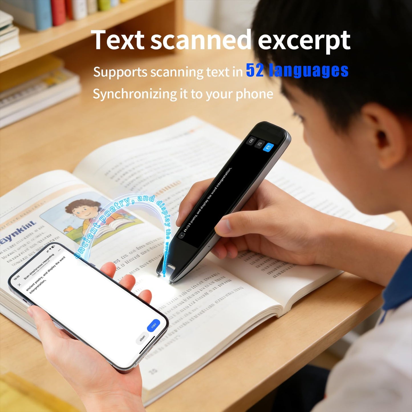Translator Pen&Scan Reader Pen for Language Learners&Dyslexia&Learning Difficulties& Adults,OCR Translation Pen&Pen Scanner,Text to Speech Device for 142 Language(Grey)