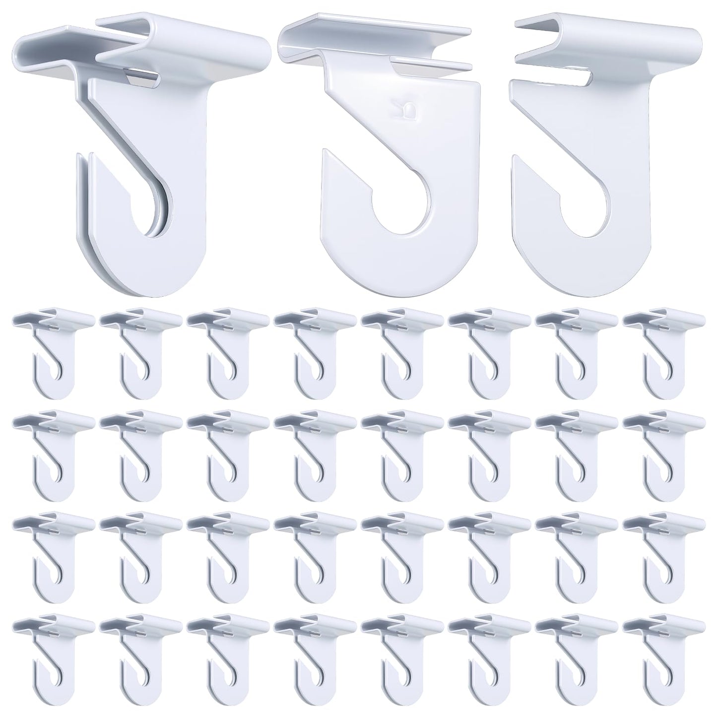 SHENLIU 100 Pair Drop Ceiling Hooks for Classrooms, White Heavy Duty Metal T-Bar Hooks Suspended Ceiling Tile Hook Clips Hold up to 20 Lbs for Home School Grid Office Plants Decorations