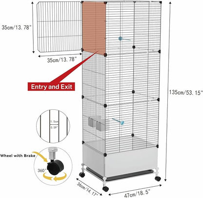 STILLCOVE Extra Large Bird Cage, Black Parakeet Cages with Rolling Stand & Wheels, Wide Birdcage for Parrots Cockatiels Conure Budgie Canary Finch Lovebird