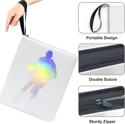 900 Pockets Basketball Card Binder, Trading Card Collector Album with Removable Sleeves, Waterproof Storage Book, Compatible with Sports Cards 2024 2025 2026(laser silver hot stamping)
