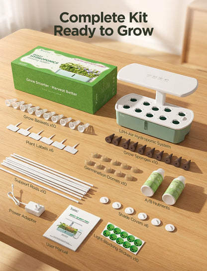 LetPot LPH-Air Hydroponics Growing System Kits, APP & WiFi Controlled Smart Indoor Garden with Adjustable 24W Grow Light Full Spectrum, 10 Pods Planter Indoor Gardening for Gifts, Kitchen, Vegetable