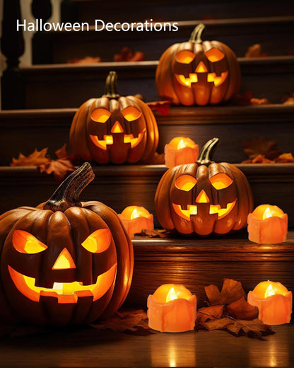 ONEIHOMM Halloween Orange Timer Tealights for Fall Decor, 12PCS