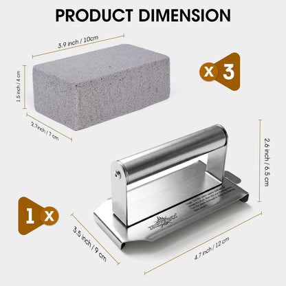 XUDAKAIXIN Grill Cleaning Bricks with Handle, Pumice Griddle Cleaning Stone Removing Stains for Grill,Plattop Griddle,Sink,Cookwares,Floor,Countertop(3-Pack with Handle)
