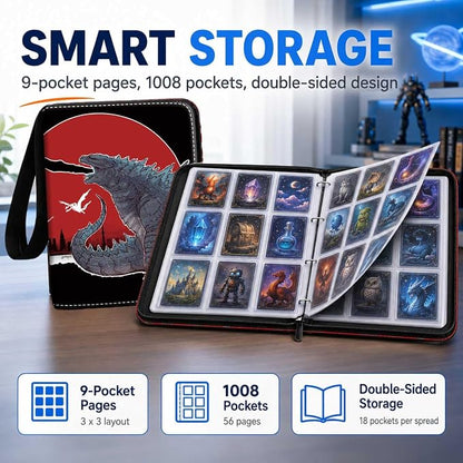 1008 Card Binder 9 Pocket, 3-Ring Trading Card Binder with 56 Page Removable Sleeves, High Storage Waterproof Trading Card Holder Collection Card Album Organizer Case for TCG Cards - Bird