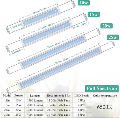 HITOP Full Spectrum LED Aquarium Light – 24-32" Classic Fish Tank Light with Timer, Aquarium Plant Light with Stable Extendable Brackets (24-32in)