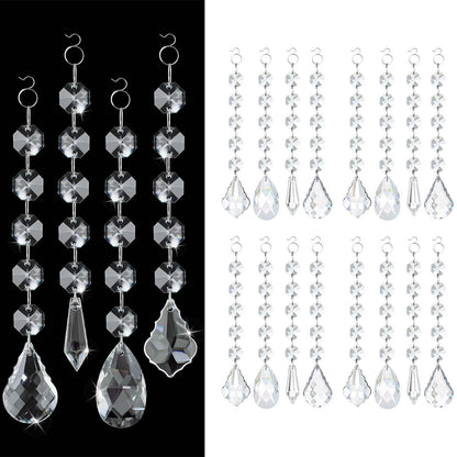 20 Pcs Crystal Prisms Hanging Assortment, Clear Teardrop & Icicle Chandelier Replacement Parts with Hooks, Multi-Shape Suncatchers for Windows Lamps Christmas Tree Home Party Decor (Clear, 20 Pcs)