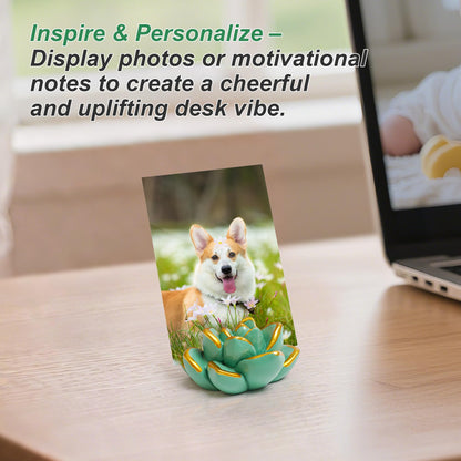 SB Goods Resin Succulent Business Card Holder Set of 3 (White/Purple/Green) - Modern Desk Organizer for Office & Store, Vertical Name Card Display Stand - Unique Gift Idea & Home Decor