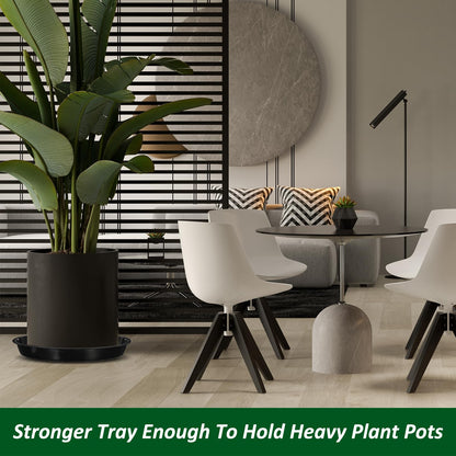 PATIKIL 5 Pack Plastic Plant Saucer, 14 Inch Plant Tray for Pots Round Plant Dish Plant Drip Trays Water Tray for Indoors Outdoors Garden, Black