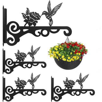 4-Pack Aesthetic Wall Plant Hanger Indoor and Outdoor – 10 Inch Metal Hanging Plant Bracket with Beautiful Bird Pattern – Heavy Duty Plant Hooks for Hanging Plants, Bird Feeder, Wind Chime, Lantern