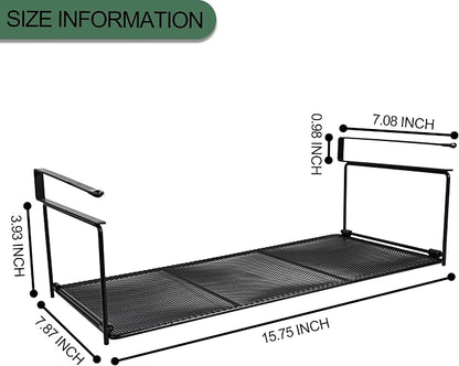 Foldable Metal Under Cabinet Organizer,Multi-Functional Hanging Storage Rack for Aluminum Foil,Plastic Wrap,Kitchen Wipes,Space-Saving,Tool-Free Install,Rust-Resistant,Ideal for Kitchen (Black)